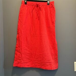 Universal Thread Women's Coral Midi Skirt Size M Elastic Waist Casual